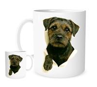 Border Terrier Mug - 11oz White Ceramic Coffee Cup with Photorealistic Dog Breakthrough Design - Funny Gift for Dog Lovers, Terrier Owners & Scruffy Pup Fans