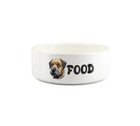 Border Terrier Pet Bowl - Cartoon Dog Portrait Small Ceramic Food Bowl - Novelty White Food Dish For Dogs
