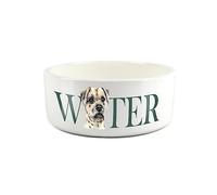 Border Terrier Pet Bowl - Large Ceramic Terrier White Water Dish For Dogs