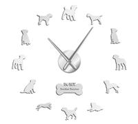 Border Terrier Puppy Modern Design Large DIY Wall Clock With Mirror Effect Artificial Dog Portrait Wall Hanging Deco Clock Watch(Silver,27inch)