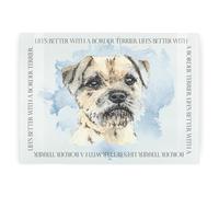 Border Terrier Rectangular Glass Worktop Protector - Life's Better with a Dog Gift - Large Textured Kitchen Chopping/Cutting Board Worktop Saver with Non-Slip Feet 39cm x 28.5cm (15" x 11")