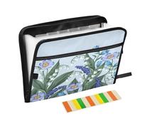 Border with Lilies of The Valley Expanding File Folder A4,13 Pockets File Organiser, Paperwork A4 Plastic Wallet Document Storage Expander for School,Office and Home