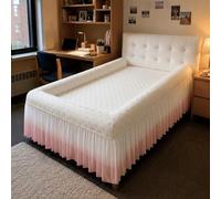 Bordered Bed Sheet - Non-Slip Fitted Mattress Topper with Raised Edge Design, Deep Pocket Bed Sheet with Borders with Skirt, Soft Cocoon-Like Enclosure, Breathable Wrinkle-Free,Pink B,59×75in