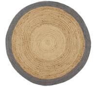 Origin 'Jute Border' Rug in Grey | Size: 150 cm diameter Origin Grey 150 cm diameter