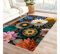 Bordered Outdoor Rug 8x10 Colorful Flower Design Washable Outside Carpet for Indoor Patio Porch Waterproof Easy Cleaning Non Shedding Area Rugs,living room(polychrome)-180x270cm