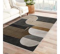 Bordered Outdoor Rug 8x10 geometric pattern Washable Outside Carpet for Indoor Patio Porch Waterproof Easy Cleaning Non Shedding Area Rugs,living room(brown 60)-120x180cm
