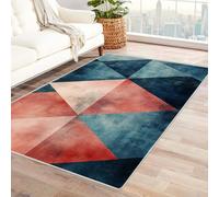 Bordered Outdoor Rug 8x10 geometric pattern Washable Outside Carpet for Indoor Patio Porch Waterproof Easy Cleaning Non Shedding Area Rugs,living room(red 18)-120x150cm