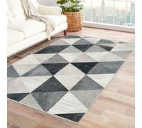 Bordered Outdoor Rug 8x10 Geometric triangle shapes Washable Outside Carpet for Indoor Patio Porch Waterproof Easy Cleaning Non Shedding Area Rugs,living room(black and white 39)-210x270cm