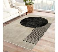 Bordered Outdoor Rug 8x10 Geometric Vertical Pattern Washable Outside Carpet for Indoor Patio Porch Waterproof Easy Cleaning Non Shedding Area Rugs,living room(black 04)-210x300cm