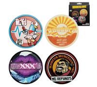 Borderlands Metal Coasters Set of 4 - Officially Licensed Gaming Barware, 89mm with Cork Base, Unique Designs for Fans & Collectors