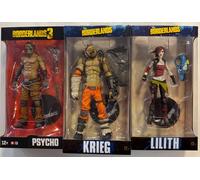 Borderlands McFarlane Toys Action Figures Set Of 3 Psycho, Krieg & Lilith New