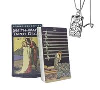 Borderless Edition Smith Waite Tarot Deck - 78 Cards Set Coated Paper - Simple Color Box Packaging - Perfect for Beginners - Includes Tarot Necklace