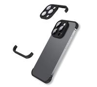 Borderless Four Corners Shockproof Case For iPhone 17 Air 16 15 14 13 Pro Max Plus With Camera Lens Protector,Soft Silicone Luxury Corner Pad Edge Protective Thin Lightweight (Black, For 17 pro)