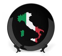 Borders Map of Italy Flag Decorative Bone China Plates with Display Stand Ceramic Wall Decor for Craft Art 10inch