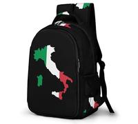 Borders Map of Italy Flag Large Pocket Backpack Laptop Casual Daypack Lightweight Bag for Camping Work