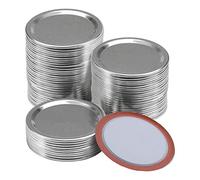 Bordhap 100 Pcs Regular Mouth 70MM Jar Canning Lids, Reusable Leak Proof Split-Type Silver Lids with Silicone Seals Rings