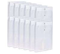 Bordhap 12 Pack Clear Plastic Envelopes Envelopes Expandable Files Document Folders with Button & String Tie Closure A4