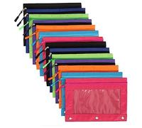 Bordhap 14 Pack Binder Pencil Pouch with Zipper Pulls,for School, Office, 7 Colors Enforced 3 Ring