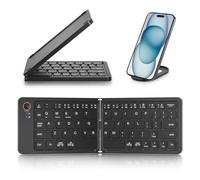 Bordhap Mini Foldable Bluetooth Wireless Keyboard (Sync Up to 3 Devices), Portable Folding Keyboard for Android,Black
