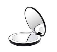 Bordhap Portable Folding Mirror with LED Light Makeup Mirror, 10X Magnifying Glass, 12 Lamp Bead Mini Mirror Black