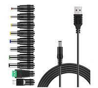 Bordhap USB To DC Power Cable Universal USB To DC Jack Charging Cable Power Cord with 10 Interchangeable Plug Connectors Adapter