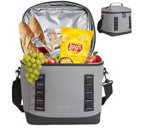 Bordlite 15L Insulated Cooler Bag Grey - Leakproof Large Lunch Bag with Waterproof Lining, Thermal Insulation, Adjustable Shoulder Strap, Picnic Travel Cooler for Drinks & Food