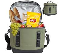 Bordlite 15L Insulated Cooler Bag Khaki - Leakproof Large Lunch Bag with Waterproof Lining, Thermal Insulation, Adjustable Shoulder Strap, Picnic Travel Cooler for Food & Drinks
