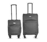 Bordlite 2 Piece Softshell Spinner Luggage Set Black - 19 & 27 Inch Expandable Travel Suitcases with 360° Wheels, Combination Lock & Front Pockets
