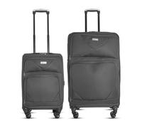 Bordlite 2 Piece Softshell Spinner Luggage Set Black - 22 & 30 Inch Expandable Travel Suitcases with 360° Wheels, Combination Lock & Front Pockets