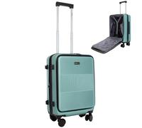Bordlite 20" Cabin Suitcase - ABS Hardshell Front Opening Lightweight Luggage, Expandable +4cm with 8X Spinner Wheels, Combo Lock, Telescopic Handle - Green