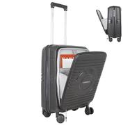 Bordlite® 20” PP Cabin Suitcase - 55x37x24cm Airline Approved Lightweight Polypropylene Luggage with Lockable Front Laptop Compartment, 360° Spinner Wheels & Combination Lock - Travel Case (Black)