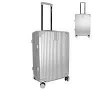 Bordlite 24 Inch Medium Suitcase (65x41x25cm) Lightweight ABS Hard Shell Checked Luggage - Durable Travel Case with 360 Spinner Wheels, Telescopic Handle & Combination Lock - Silver