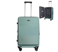 Bordlite 24" Medium Suitcase - ABS Hardshell Front Opening Lightweight Luggage, Expandable +4cm with 8X Spinner Wheels, Combo Lock, Telescopic Handle - Green