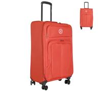 Bordlite 24" Medium Suitcase FireBrick - Lightweight Expandable Soft Shell Luggage with 360° Spinner Wheels, Secure Zip Lock, Durable Travel Case with Telescopic Handle for Checked Baggage