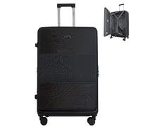 Bordlite 28" Large Suitcase - ABS Hardshell Front Opening Lightweight Luggage, Expandable +4cm with 8X Spinner Wheels, Combo Lock, Telescopic Handle - Black