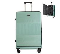 Bordlite 28" Large Suitcase - ABS Hardshell Front Opening Lightweight Luggage, Expandable +4cm with 8X Spinner Wheels, Combo Lock, Telescopic Handle - Green