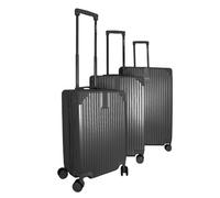 Bordlite 3 Piece Suitcase Set (20", 24", 28") Lightweight ABS Hard Shell Luggage - Cabin & Checked Travel Cases with Spinner Wheels & Combination Locks - Black