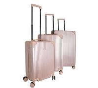 Bordlite 3 Piece Suitcase Set (20", 24", 28") Lightweight ABS Hard Shell Luggage - Cabin & Checked Travel Cases with Spinner Wheels & Combination Locks - Rose Gold