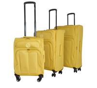 Bordlite 3 Piece Suitcase Set Mustard - Lightweight Expandable Soft Shell Luggage, 20" Carry On, 24" Medium & 28" Large Cases with 360° Spinner Wheels, Secure Zip Lock & Telescopic Handles