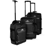 Bordlite® 3-Piece Wheeled Holdall Luggage Set - Underseat 16”, Cabin 20” & Check-in 24” Soft Suitcases with Smooth Wheels, Water-Resistant Fabric & Zipper Lock - Black