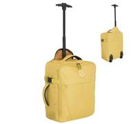 Bordlite 32L EasyJet Cabin Bag 45x36x20cm, Underseat Wheeled Travel Bag with Telescopic Handle, 2 Wheels, Front Pocket, Compression Straps, Weekend Luggage, Mustard