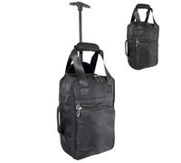 Bordlite 40x25x20cm Cabin Bag on Wheels - Ryanair Approved Underseat Holdall with Extendable Handle & Pockets - Lightweight Nylon Travel Bag - Black Nylon