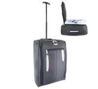Bordlite 50x35x20cm Soft Cabin Bag - Lightweight Underseat Hand Luggage Suitcase with Wheels & Extendable Handle - Fits Ryanair, EasyJet, BA & More, 35L Capacity - Black/Grey