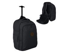 Bordlite EasyJet Cabin Approved Wheeled Backpack 45x36x20cm - 2 in 1 Lightweight Trolley Bag & Rucksack on Wheels (1.53kg, 36L) Underseat Hand Luggage for Travel, Business, Weekend Trips - Black