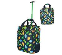 Bordlite EasyJet Kids Cabin Approved Holdall on Wheels, 45x35x20cm Underseat Carry-Ons, Extendable Handle, Multi Pocket, Travel Bag - 32L Flight Bags for Boys & Girls - Dino