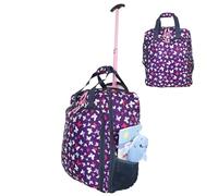 Bordlite EasyJet Kids Cabin Approved Holdall on Wheels, 45x35x20cm Underseat Carry-Ons, Extendable Handle, Multi Pocket, Travel Bag - 32L Flight Bags for Boys & Girls - Butterfly