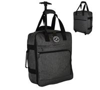 Bordlite EasyJet Underseat Cabin Bag 45x36x20cm - Twill Wheeled Travel Holdall with Trolley Handle - Lightweight Soft Shell Carry On Luggage - Fits EasyJet Free Bag Allowance - Black