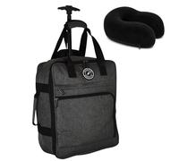 Bordlite EasyJet Underseat Cabin Bag 45x36x20cm - Twill Wheeled Travel Holdall with Trolley Handle - Lightweight Soft Shell Carry On Luggage - Fits EasyJet Free Bag Allowance - Black