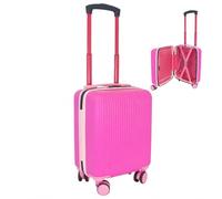 Bordlite Girls Cabin Suitcase 40x30x20cm Hot Pink, Childrens Underseat Luggage with 360° Spinner Wheels, Telescopic Handle & ABS Hard Shell for Ryanair and Wizz Air