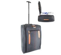 Bordlite Lightweight Soft Cabin Bag 50x35x20cm - Underseat Hand Luggage Suitcase with Wheels & Extendable Handle - Fits Ryanair, EasyJet, BA & More, 35L Capacity - Grey/Orange